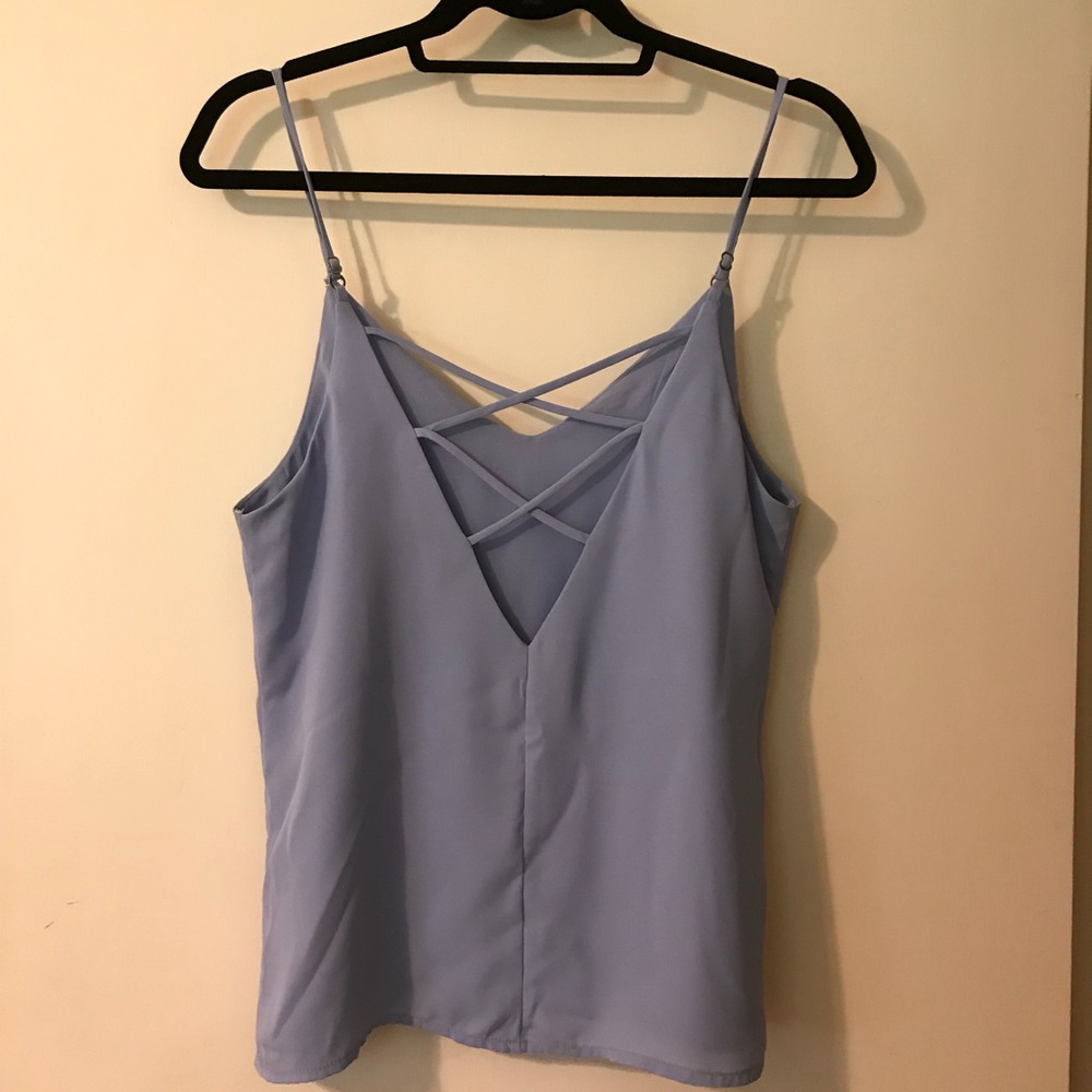 Light blue chiffon spaghetti strap shirt